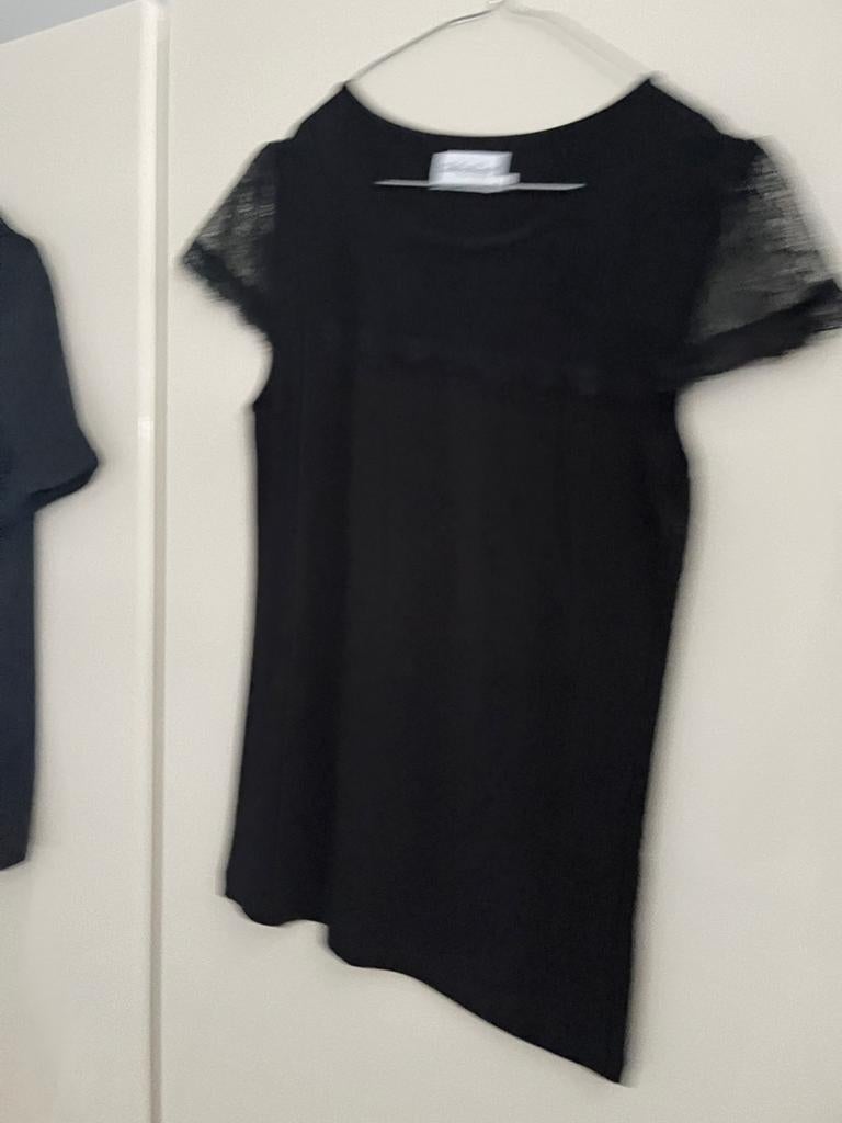 Zwarte tshirt met kant, Talking French maat S, Kleding | Dames, Ophalen of Verzenden, Zo goed als nieuw, Maat 36 (S)