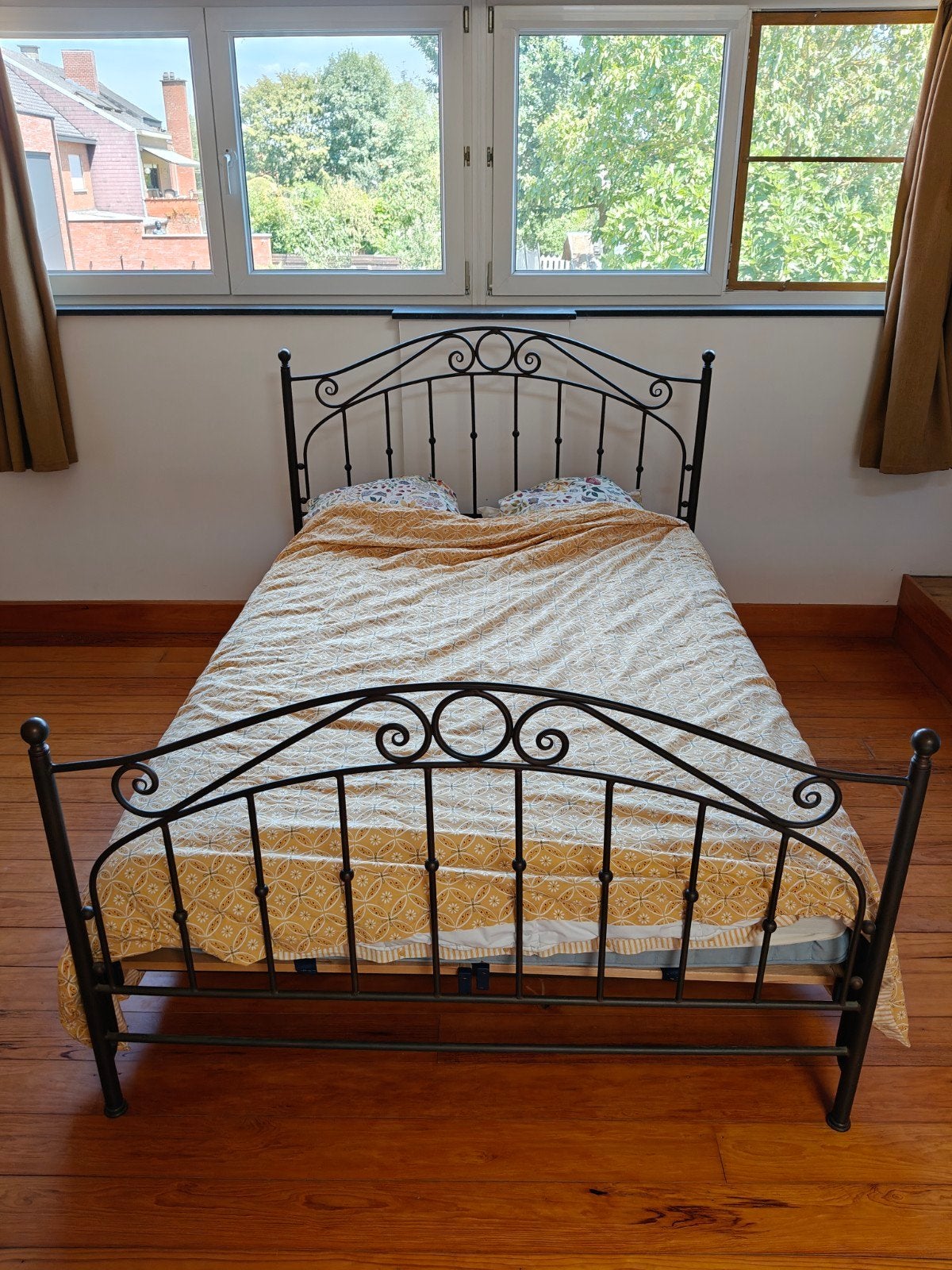 tweepersoonsbed, Maison & Meubles, Chambre à coucher | Lits, Brun, Enlèvement, Deux personnes, 140 cm