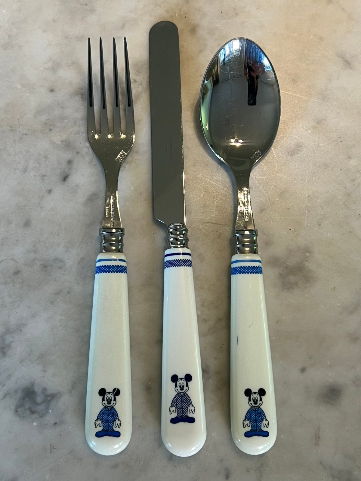 Set ontbijt-/dessert bestek Donaldson (Disney), Verzamelen, Disney, Zo goed als nieuw, Mickey Mouse, Ophalen