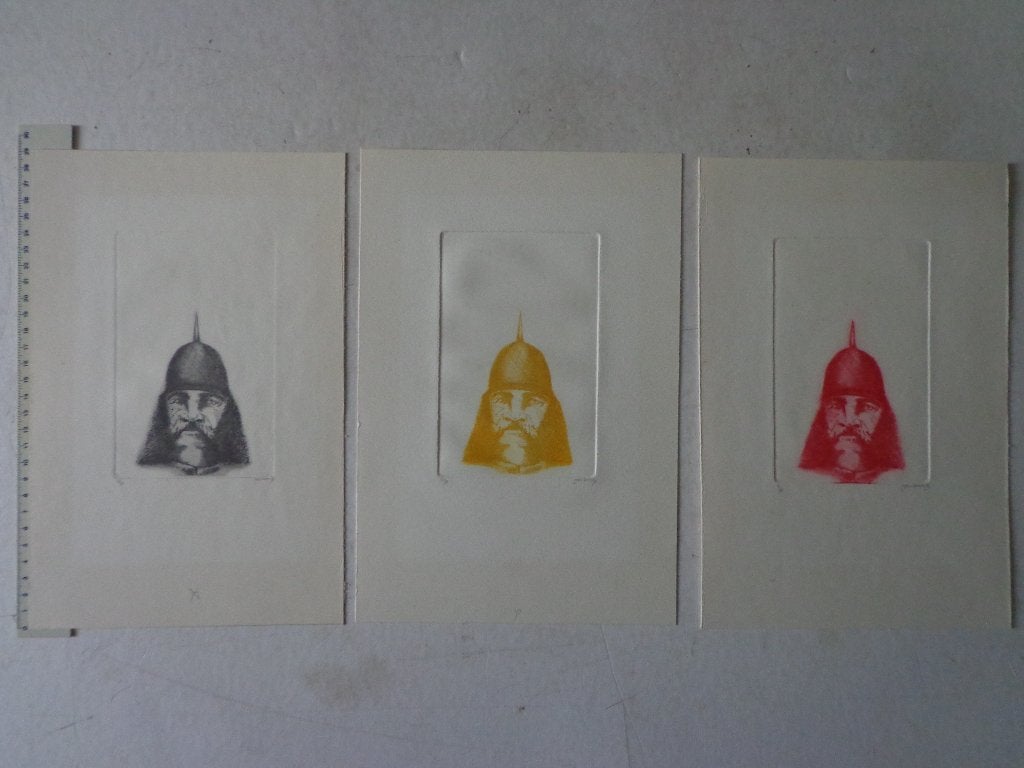 Dezefde ets in drie verschillende kleuren Jean-Pierre Demey, Antiquités & Art, Art | Eaux-fortes & Gravures, Eau-forte, Numéroté