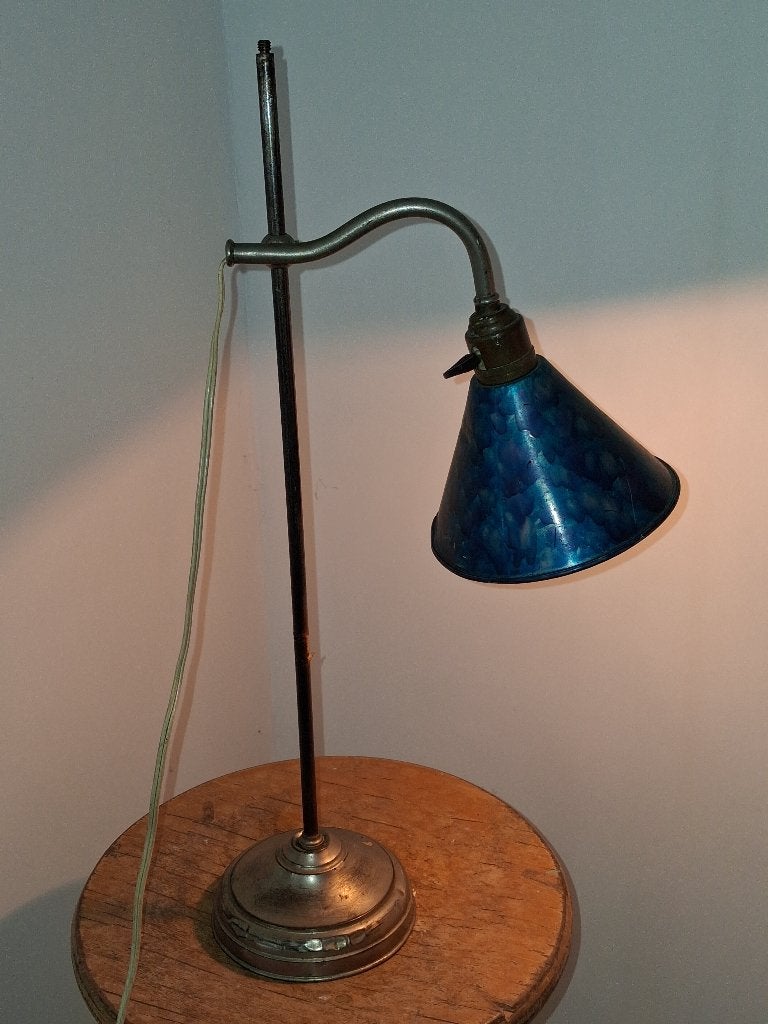 Lampe de bureau bleue antique, Enlèvement ou Envoi