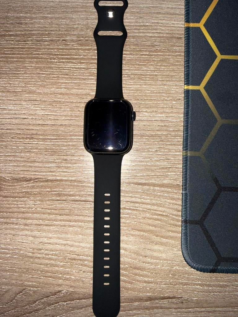 Apple watch 7 45mm, Handtassen en Accessoires, Smartwatches, Ophalen of Verzenden, Gebruikt, Zwart, IOS