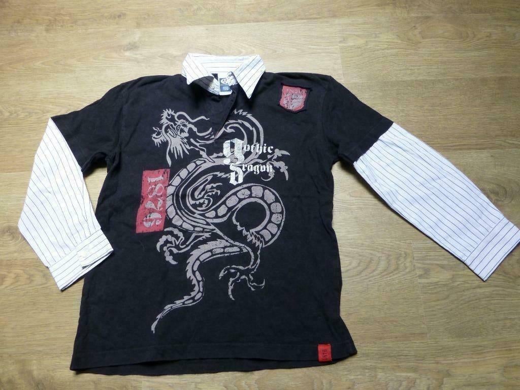 hemd met zwarte t-shirt aan maat 134 - 140, Kinderen en Baby's, Kinderkleding | Maat 134, Gebruikt, C&A, Overhemd of Blouse, Ophalen of Verzenden
