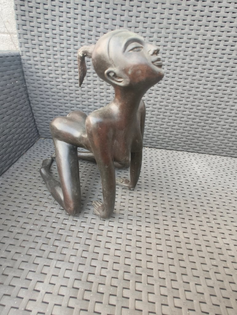 Massief Bronzen Beeld – Erotische Vrouwenfiguur / Naakt, Ophalen, Art deco, Beeld, Vrouw