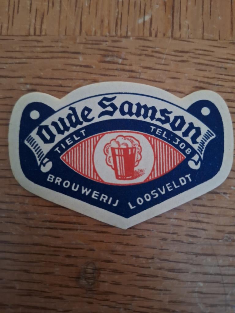 Oud bieretiket brouwerij Loosveldt Tielt oude samson, Ophalen of Verzenden