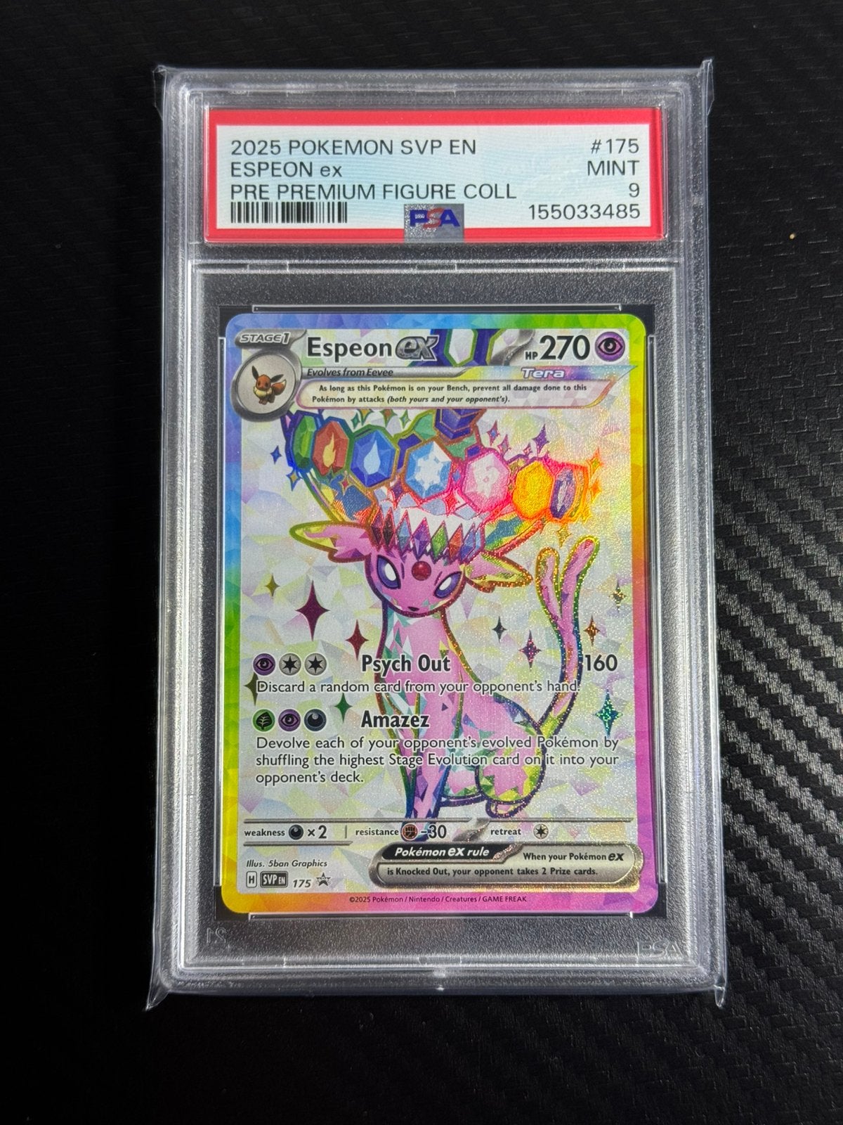Espeon ex | PSA 9 | Psychic | Holo | Promo | 2025 | #175, Ophalen of Verzenden, Nieuw, Losse kaart, Foil