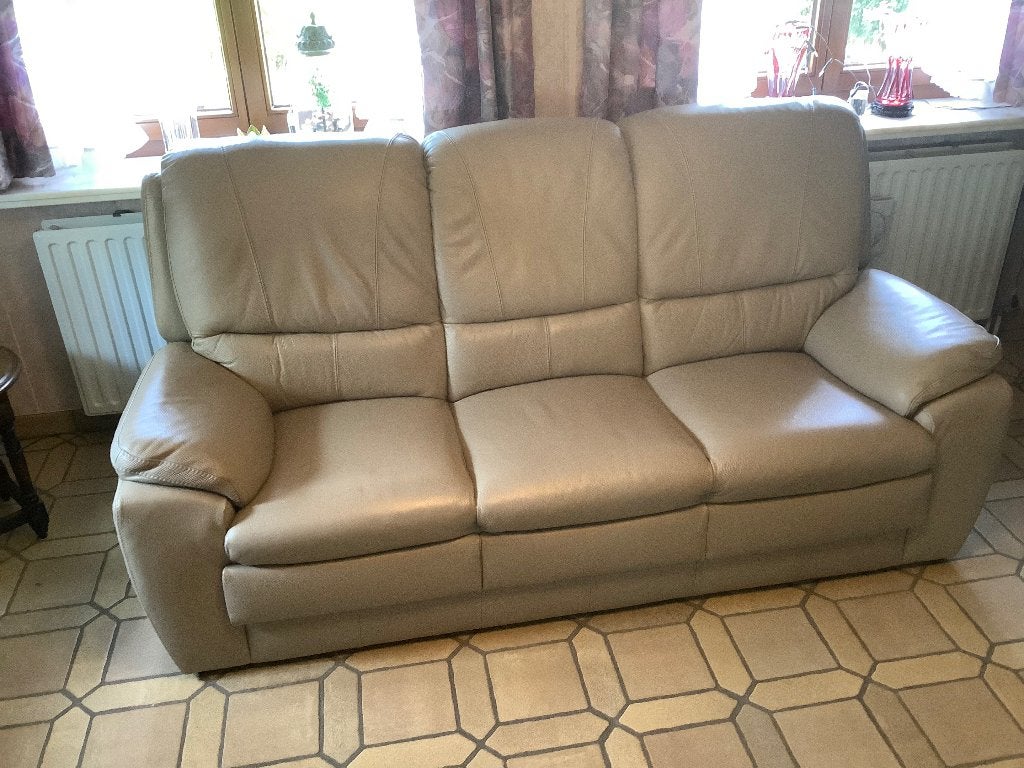 Lederen salon, Huis en Inrichting, Ophalen, Zo goed als nieuw, Leer