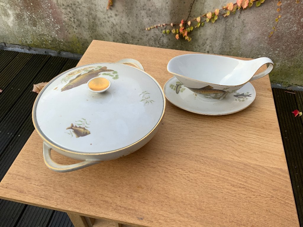 Servies vissen winterling Bavaria, vintage porselein, Ophalen