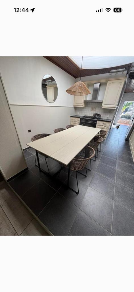 Eettafel met 6 stoelen, Huis en Inrichting, Tafels | Eettafels, Ophalen, Overige materialen, 200 cm of meer, 50 tot 100 cm