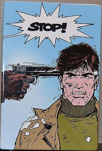 Tableau en tôle d'acier émaillée / email bord XIII - “Stop!”, Antiek en Kunst, Ophalen