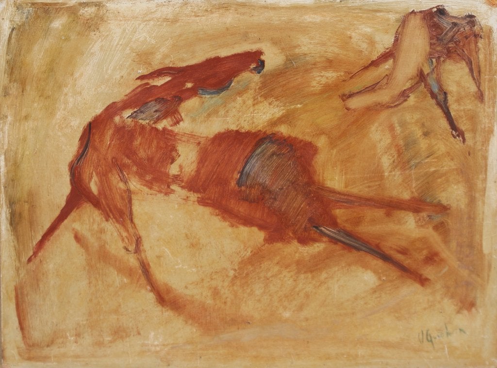 Jef Van Grieken (1950): Uitzonderlijk vroeg werk (72 x 62cm), Antiek en Kunst, Ophalen of Verzenden, Gesigneerd, Olieverf