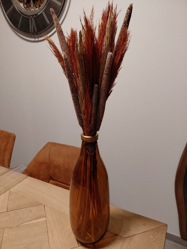 Composition florale pampas + vase neuf, Enlèvement, Neuf