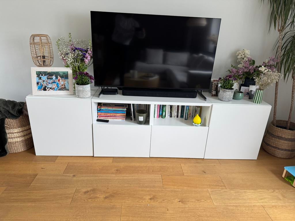 3 armoires besta ikea blanche, Ophalen, Gebruikt, Overige houtsoorten
