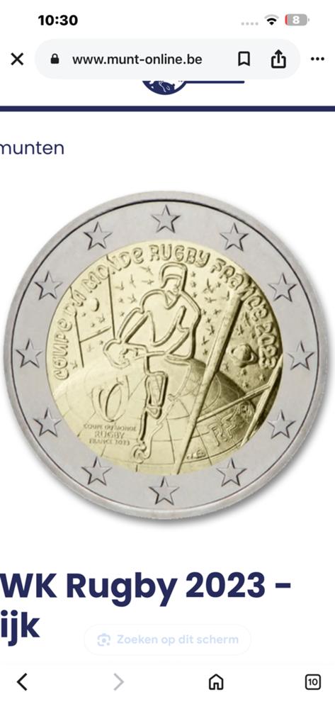 2euro wk rugby 2023 frankrijk, Postzegels en Munten, Ophalen of Verzenden, Frankrijk, 2 euro, Losse munt