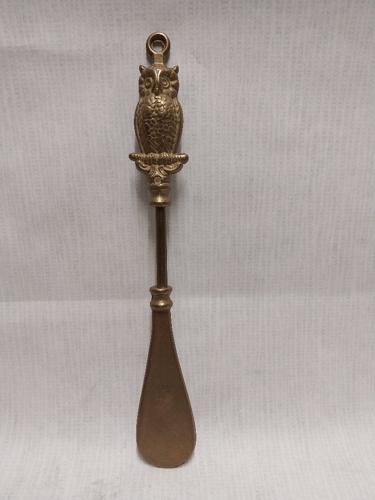 Metalen schoentrekker / schoenlepel met uil, Ophalen of Verzenden