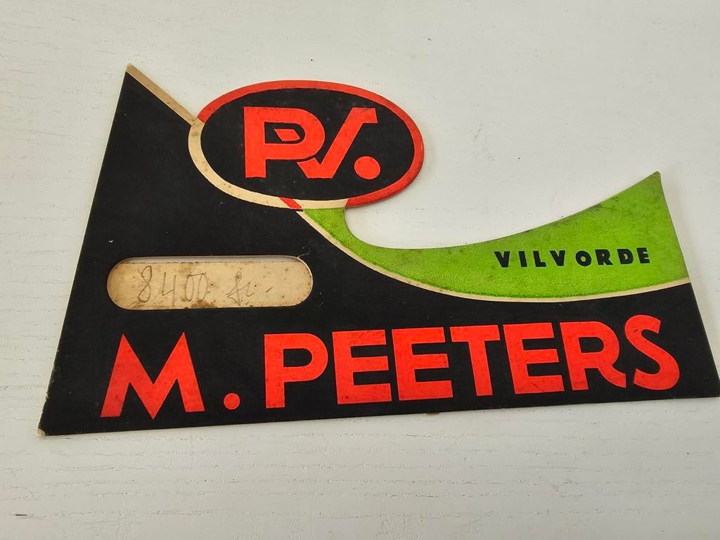vintage reclamebord van gieterij M. Peeters uit Vilvoorde., Verzamelen, Ophalen of Verzenden