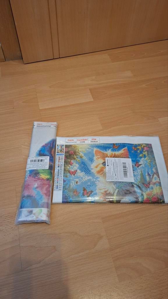 Lot de 2 diamond painting chats, Divers