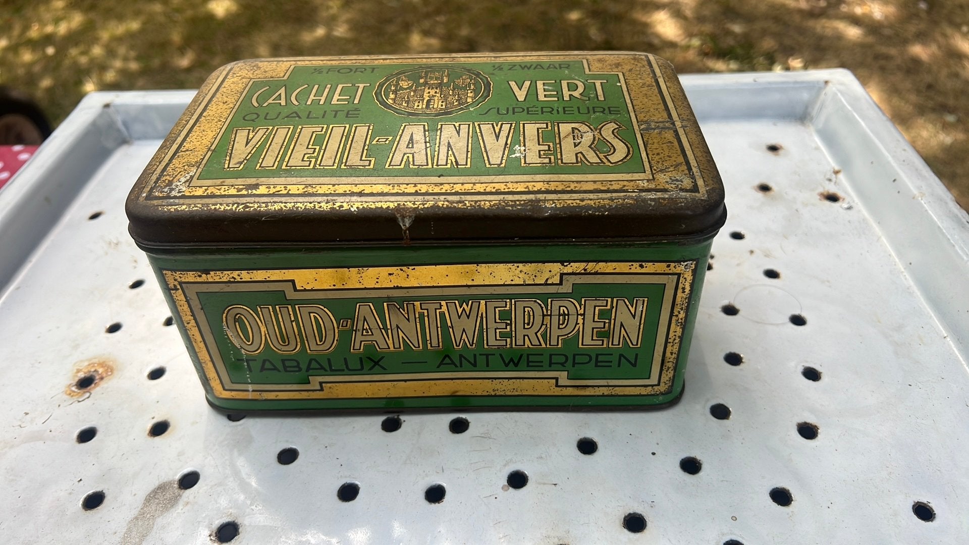 Blik tabak oud Antwerpen., Ophalen of Verzenden, Zo goed als nieuw