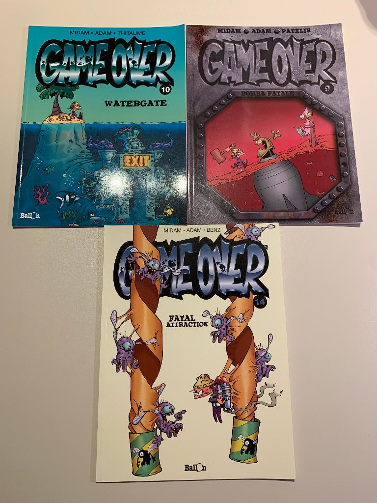 Strip 'Game Over' nr 10 en 14, Midam - Adam - Patelin, Ophalen of Verzenden, Zo goed als nieuw, Meerdere stripboeken
