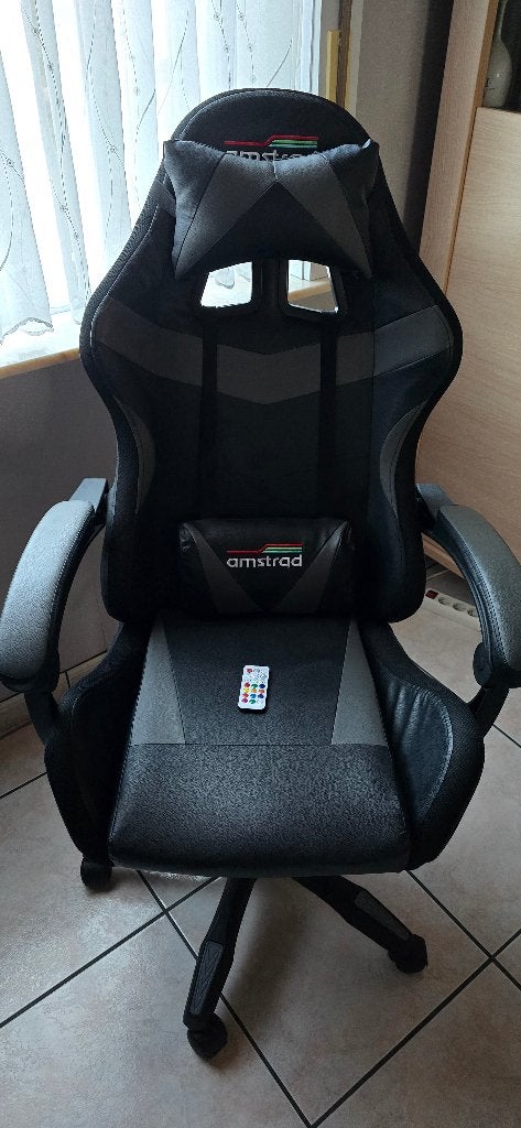 Chaise de bureau Gamer amstrad noir gris avec éclairage LED, Maison & Meubles, Gris, Comme neuf, Chaise de bureau de gaming, Enlèvement
