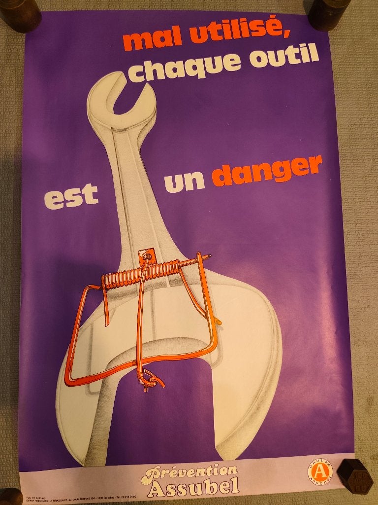 Vintage poster van Assubel van Man Cave, Verzamelen, Ophalen of Verzenden, A1 t/m A3, Overige onderwerpen, Rechthoekig Staand