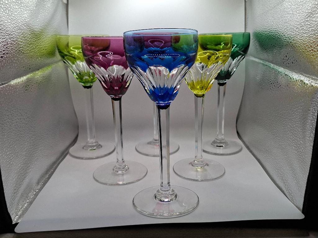6 verres de couleurs différentes Val Saint Lambert, Enlèvement