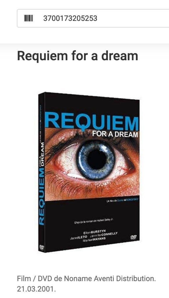 DVD/Requiem voor een droom/Darren Aronofsky (2000), Cd's en Dvd's, Dvd's | Filmhuis, Drama, Frans, Ophalen of Verzenden, België