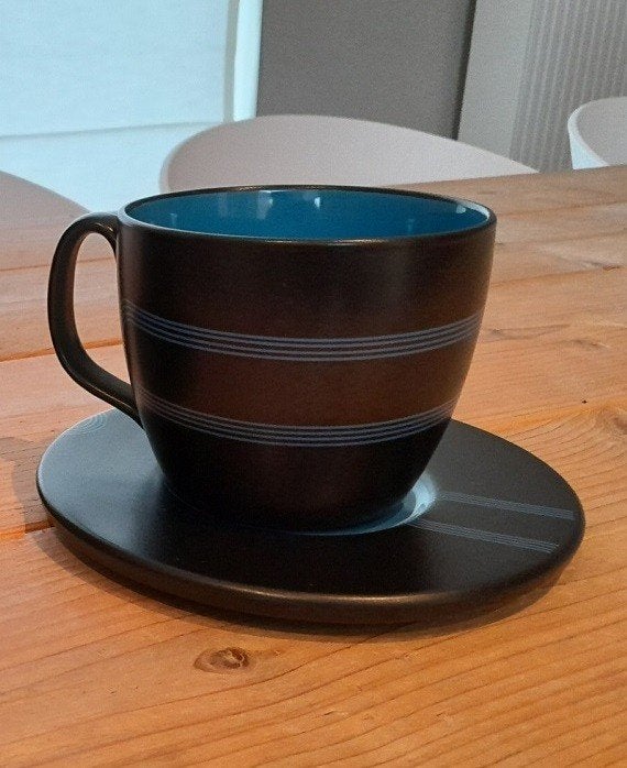 Zeldzame vintage Ikea XL theemok / koffiemok met schotel, Huis en Inrichting, Keramiek, IKEA, Ophalen of Verzenden, Zo goed als nieuw