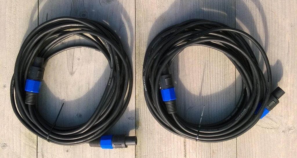 Luidsprekersnoeren 2x5 meter, budget-uitvoering, Ophalen of Verzenden, Zo goed als nieuw, Speaker of Versterker