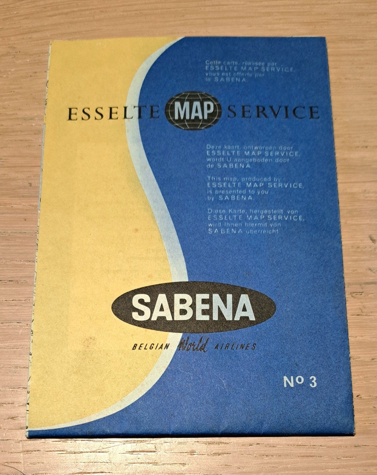 Kaart van Europa Sabena nr. 3, gedrukt in juni 1959, Ophalen of Verzenden