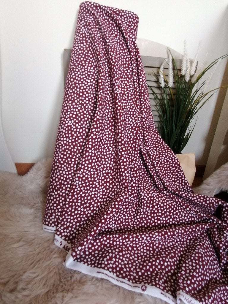 COUPON : jersey stof shapes, bordeaux, Neuf, Enlèvement ou Envoi, Autres couleurs, Coton