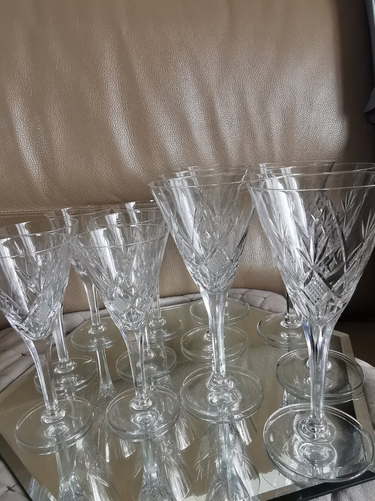 Een set handgeslepen kristallen glazen, Ophalen of Verzenden