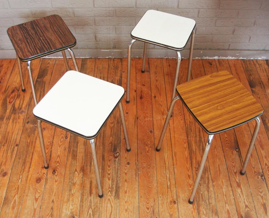 Vintage Formica Krukjes Uit Jaren 60 / Hagelwit & Bruin, Enlèvement ou Envoi, Comme neuf
