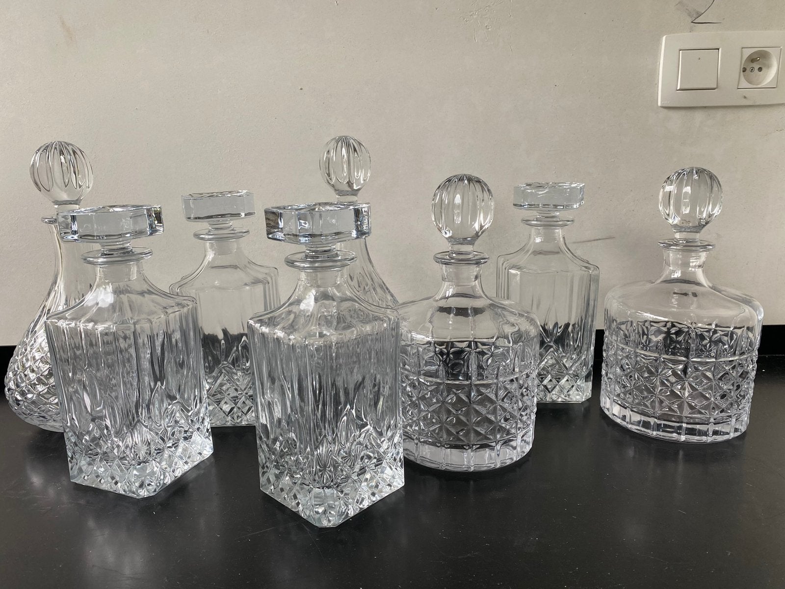 Lot v 8 glazen whiskyflessen Gatsby style, Ophalen