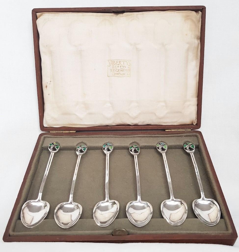 Archibald Knox - Liberty & Co. - 6 cuillères en argent, Enlèvement ou Envoi, Argent