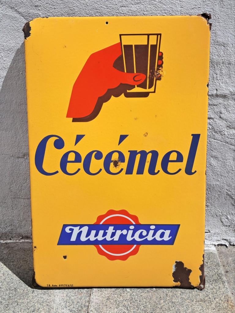 Geëmailleerd bord Cecemel 1955, Verzamelen, Merken en Reclamevoorwerpen, Ophalen