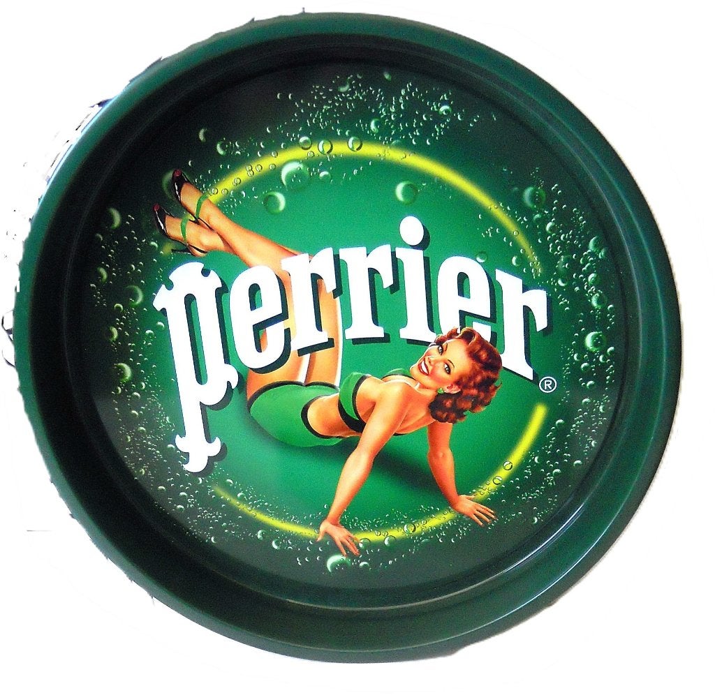 Retro plateau Perrier, Verzenden, Zo goed als nieuw, Gebruiksvoorwerp
