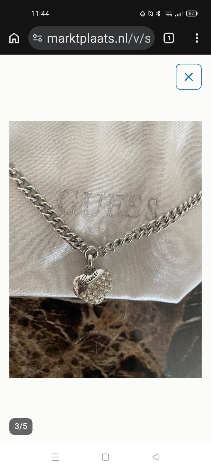 Guess ketting, zo goed als nieuw, Bijoux, Sacs & Beauté, Colliers, Avec pendentif, Comme neuf, Argent, Argent