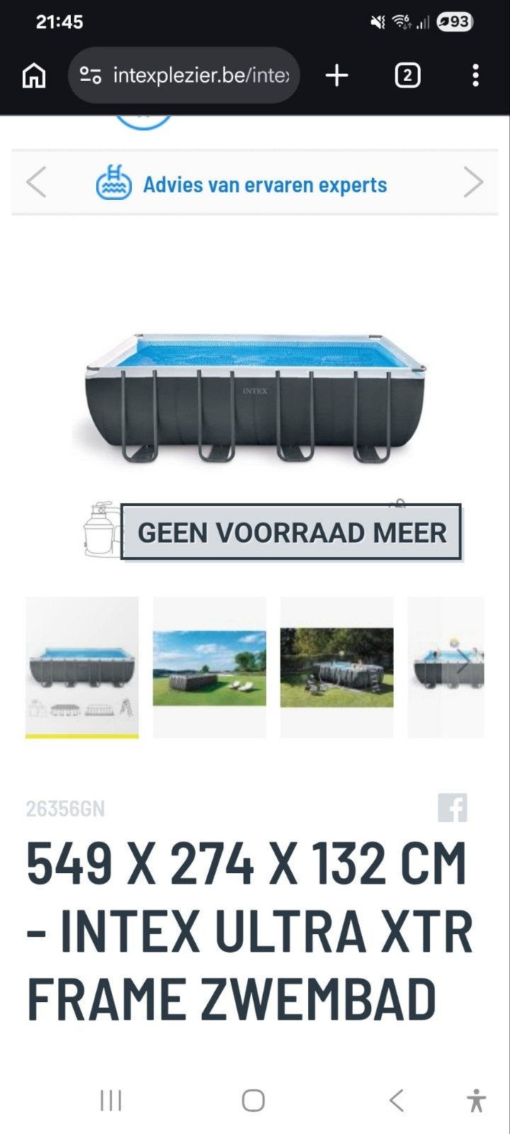 Intex Ultra XTR Frame Zwembad van 549 x 274 x 132 +extra's!, Ophalen, Opzetzwembad