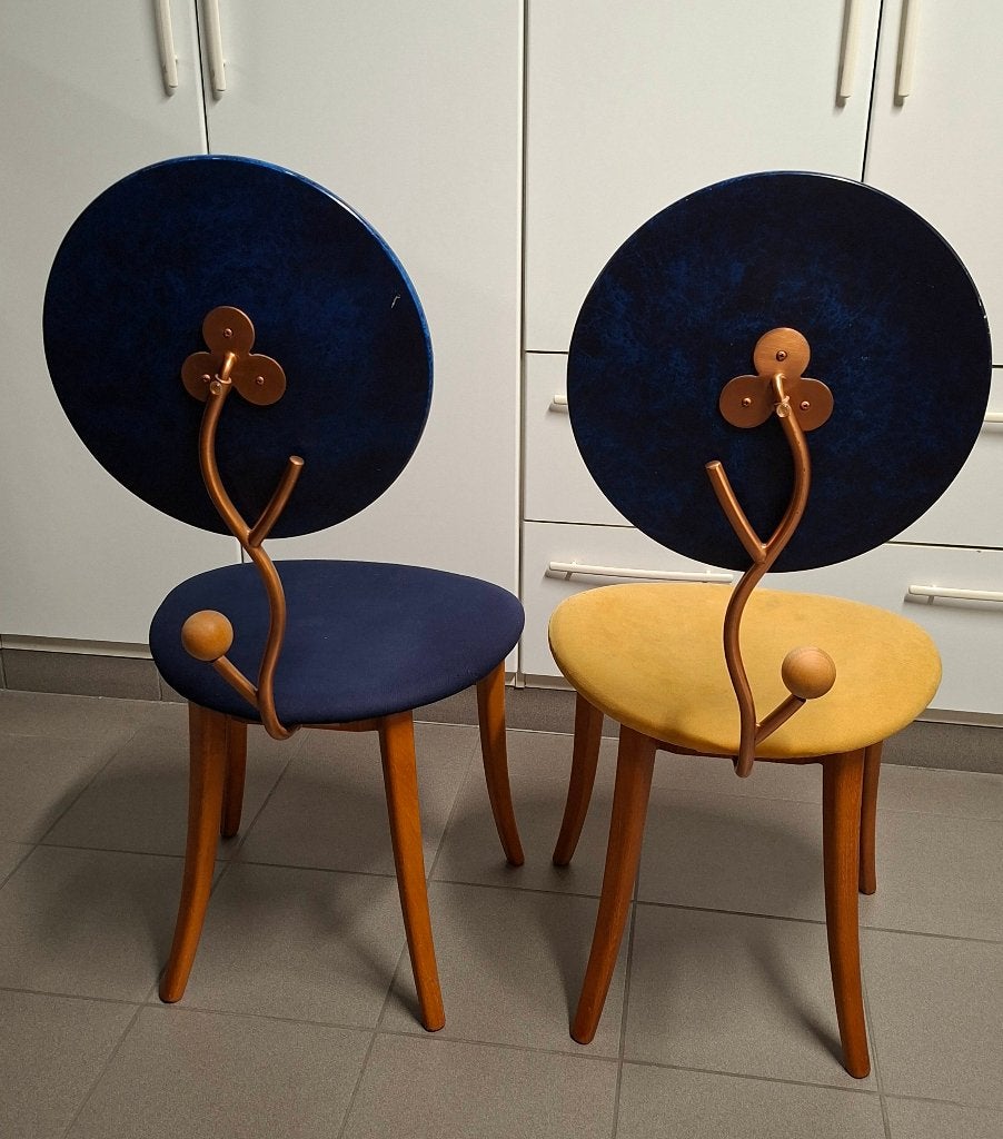 2 Italiaans stoelen, Huis en Inrichting, Ophalen, Gebruikt, Twee, Blauw