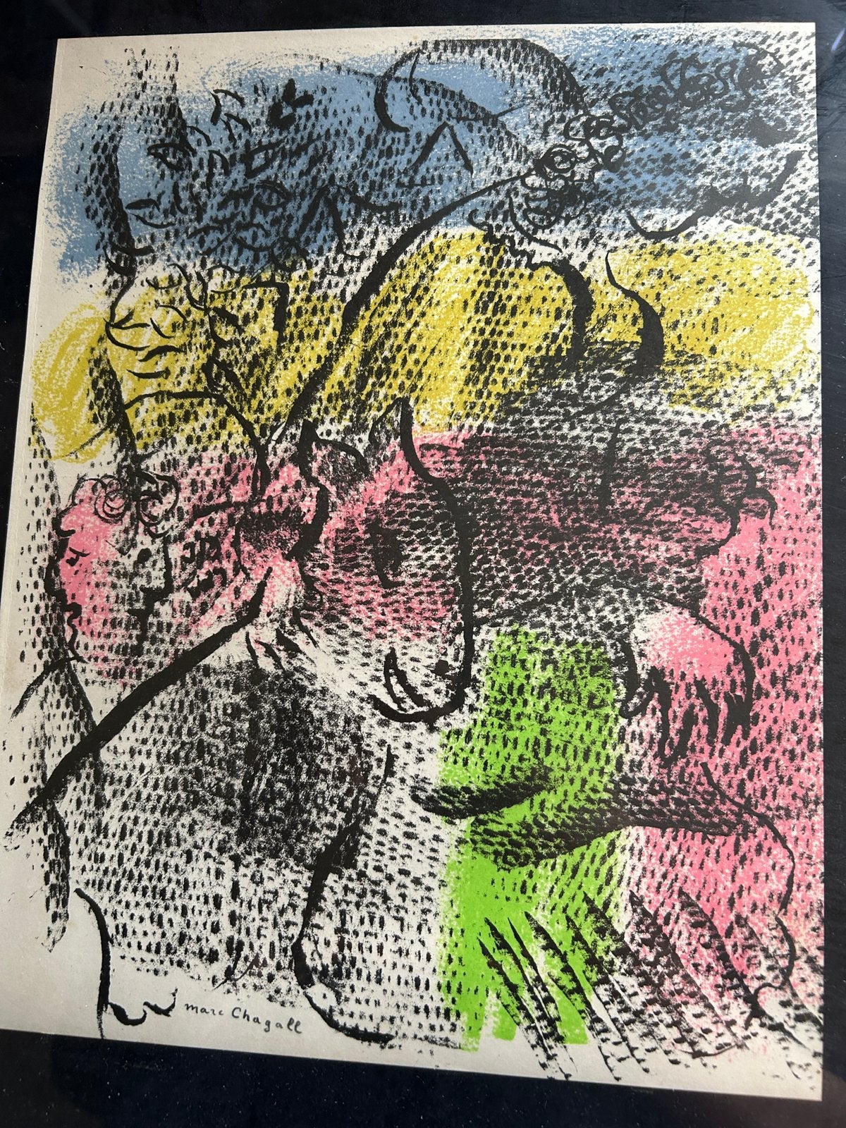 Originele steenlitho (Marc Chagall), Antiquités & Art, Art | Lithographies & Sérigraphies, Encadré, Enlèvement