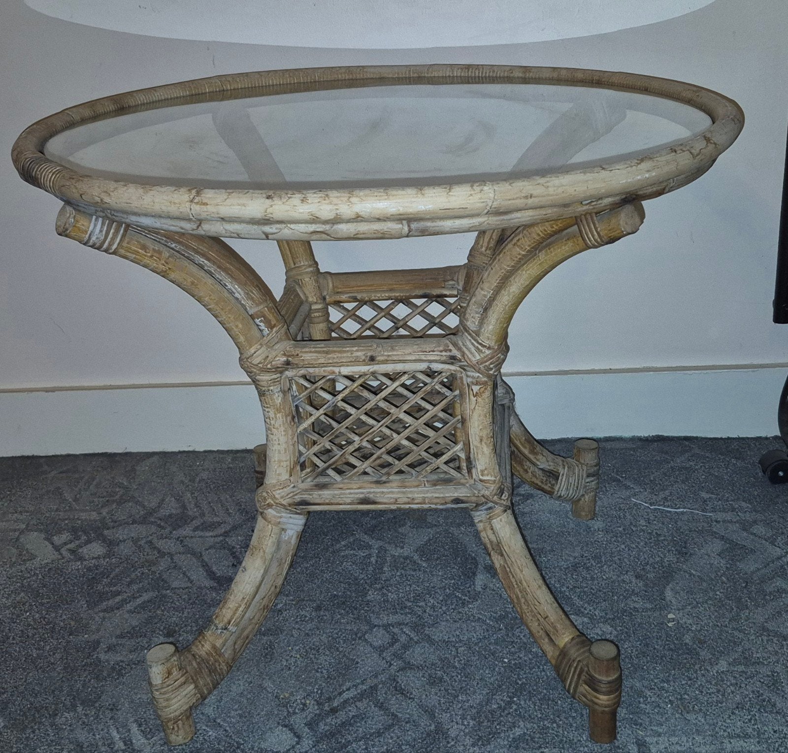 Table d'appoint/table basse vintage, vitrée en bambou, Enlèvement