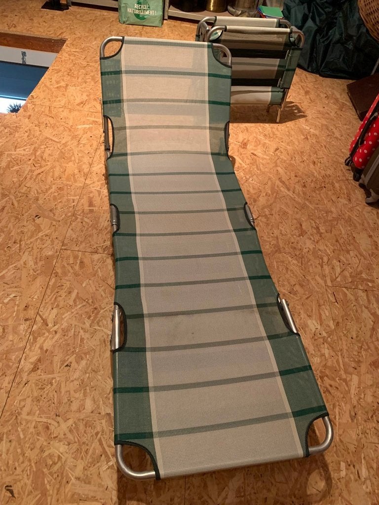 Te koop: opvouwbare ligzetels, Tuin en Terras, Ligbedden, Ophalen, Zo goed als nieuw, Textileen, Inklapbaar