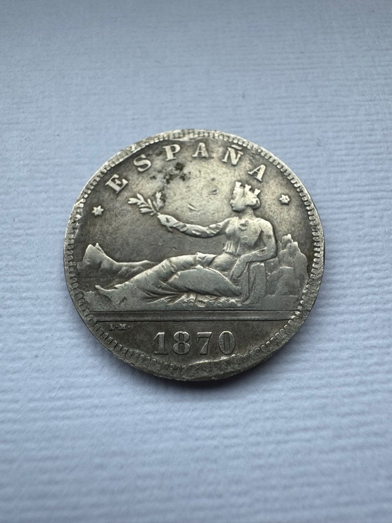 Espagne - 2 pesetas 1870 (argent), Enlèvement ou Envoi, Autres pays, Monnaie en vrac, Argent