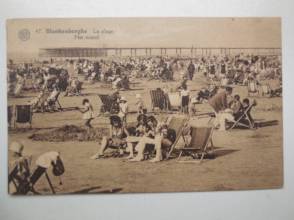 postkaart Blankenberge strand Pier, Ophalen of Verzenden, 1920 tot 1940, Gelopen, West-Vlaanderen