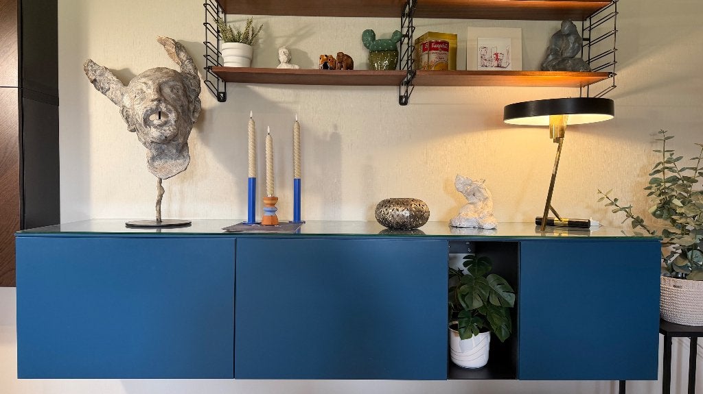 Recor Home 'Hannover' hangkast – Petrol blauw met glasplaat, Huis en Inrichting, Kasten | Dressoirs, Zo goed als nieuw, 150 tot 200 cm