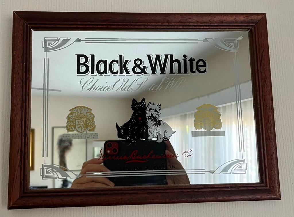 Miroir whisky noir et blanc (01), Antiquités & Art, Curiosités & Brocante, Enlèvement ou Envoi