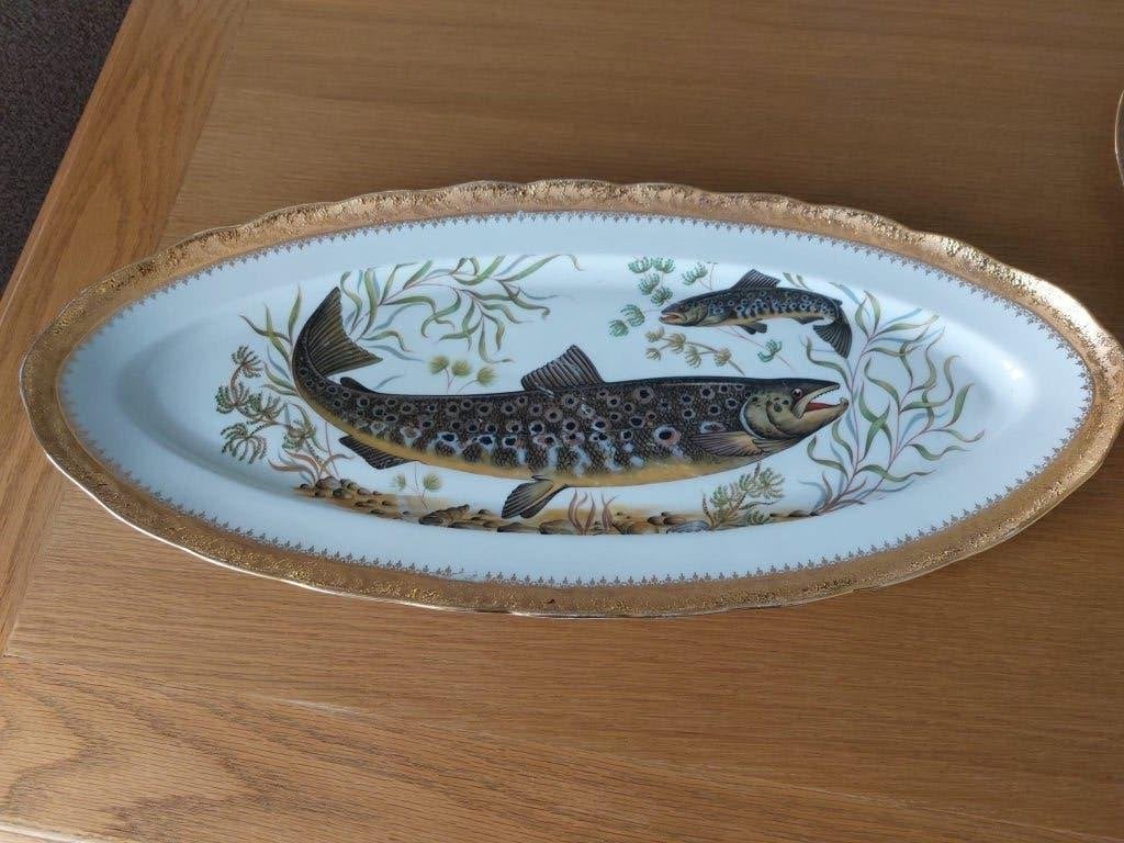 Limoges visservies 12-delig met stempel, Ophalen