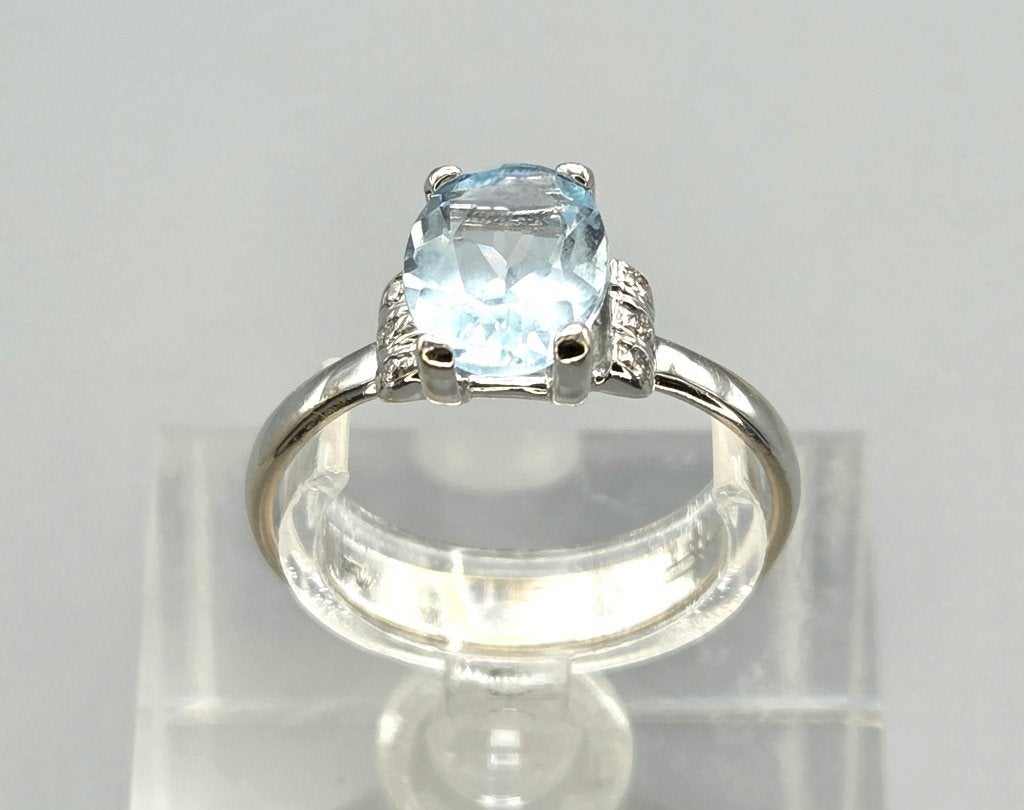 Gouden Vintage ring edelsteen topaas en diamant. 2026/497, Bijoux, Sacs & Beauté, Bijoux anciens, Enlèvement ou Envoi, Or, Bague