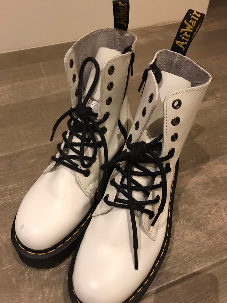 SPLİNTERNİEUWE LEDEREN VETERBOOTS MAAT 38, Hoge laarzen, Wit, Nieuw, Dr. MARTENS